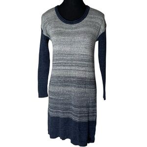 KERSH 81 NINETEEN Long Sleeve Knit Sweater Dress Crew Neck Cotton Blue Grey XS